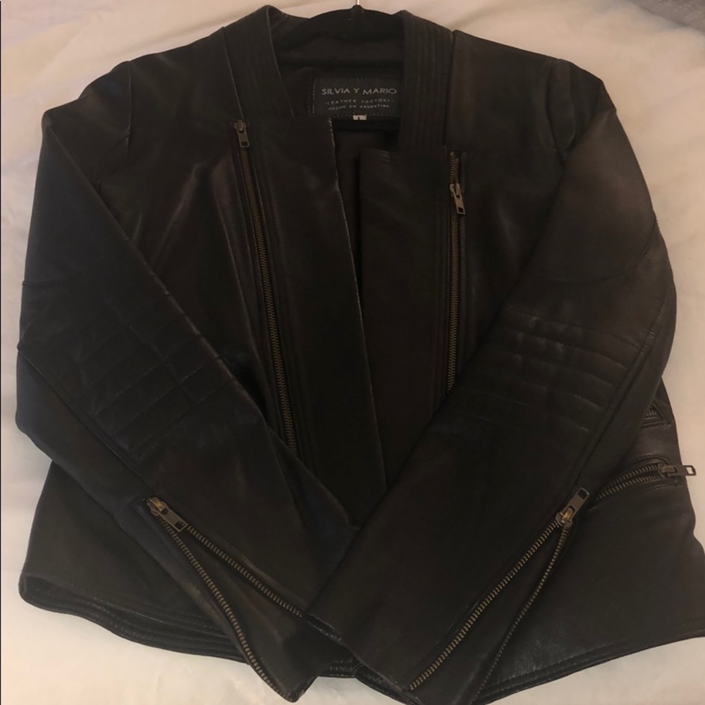Custom handmade Argentinian black leather jacket